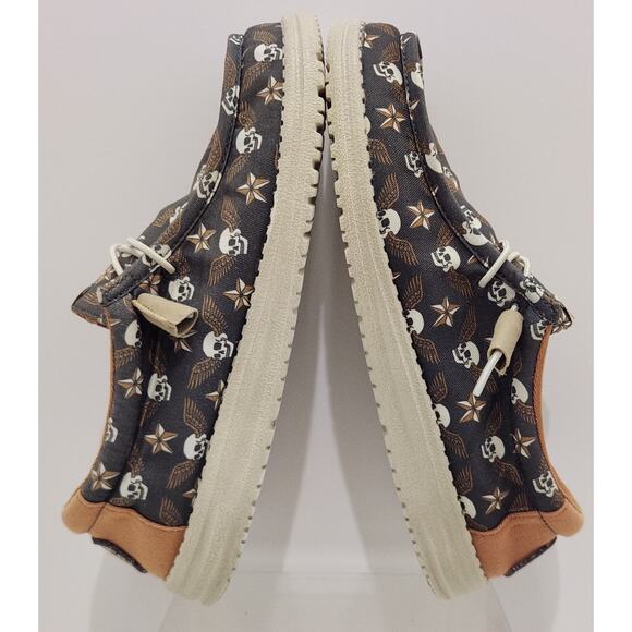 Hey Dude Wally Funk Stars N Skulls Print Shoes Slip On Brown Size 8 Mens main image 10